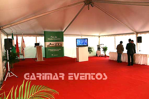 carpa con sonido y pantallas